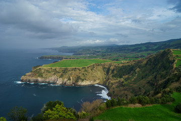 Beautiful panoramic view over Sao Miguel Island and Atlantic ocean