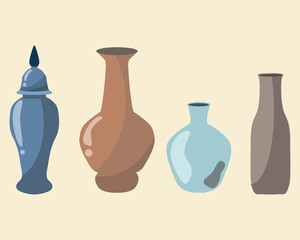 vase set objects vector illustration 