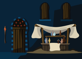 shop in Arabian night vector illustration 