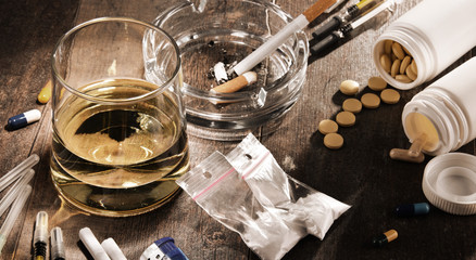 Addictive substances, including alcohol, cigarettes and drugs