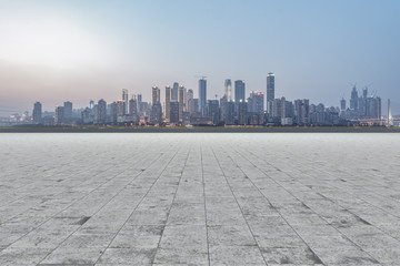 The skyline of Chongqing's urban skyline with an empty square floor.