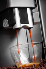 Fototapeta na wymiar Espresso machine making coffee
