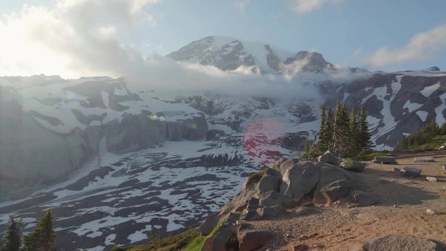 Mt Rainier Motion Push with Sun Lens Flare