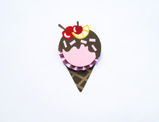 Ice cream made of paper. Hand-made dessert.