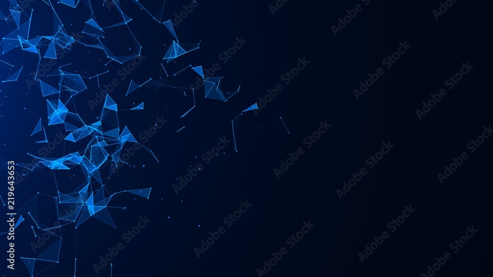 Aufkleber Abstract digital background. Plexus effect. Network connection structure. Science background. 3D rendering.