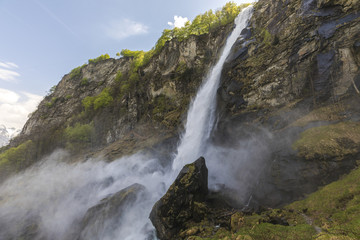 Foroglion waterfall in Maggia valley, Ticino, Switzerland