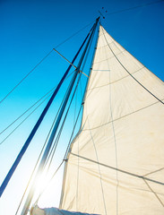 Obraz premium Sails of a sailing yacht in the wind