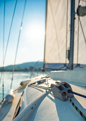 Fototapeta premium Deck of a sailboat