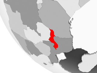 Map of Malawi in red