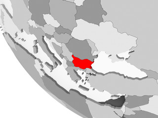 Map of Bulgaria in red