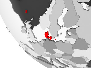 Map of Denmark in red