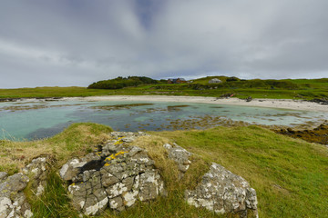 Fototapeta na wymiar Gallanach Bay in the Isle of Muck in the Inner Hebrides of Scotland