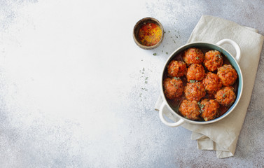 Meatballs stewed in tomato sauce
