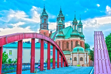 Tableaux ronds sur aluminium brossé Monument Cathédrale de Poznan, Pologne