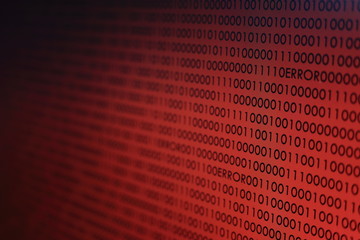 red binary code. computer technology background. red binary code computer language data transfers....