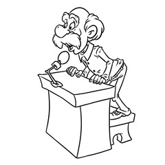 Speaker professor tribune performance cartoon illustration isolated image coloring page
