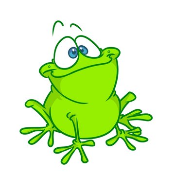 Smiling good green frog cartoon illustration isolated image 
