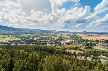Fototapeta na wymiar Panorama miasta Szczytna z tarasu widokowego