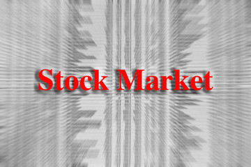 Stock market written in red with a newspaper article blurred in the background