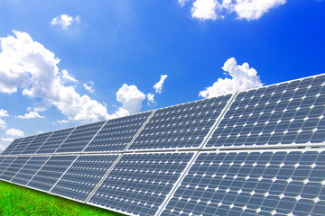 Solar power panels on vast grasslands