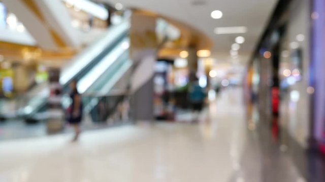blur scene, people customer walking in modern lifestyle shopping mall