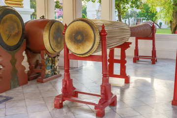 Tall narrow drum 5.32 meters in the marble temple or Wat Benchamabophit Dusitvanaram in Bangkok,Thailand