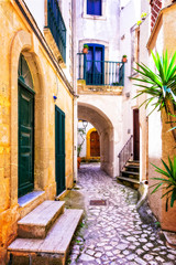 Charming  narrow streets of old town Otranto in Piglia, Italy
