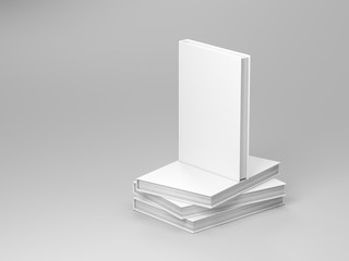 Four white hardcover books mockup