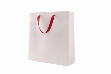 White shopping bag isolated on white background