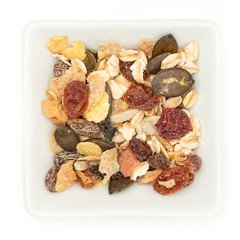 Müsli in Schale als Draufsicht