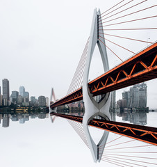 Obraz premium Chongqing, China, urban landscape, Yangtze River Bridge and high-rise buildings