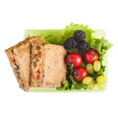 Vegetarian sandwich and berries