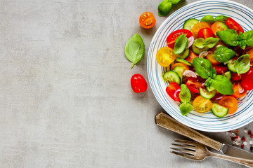 Healthy salad and ingredients