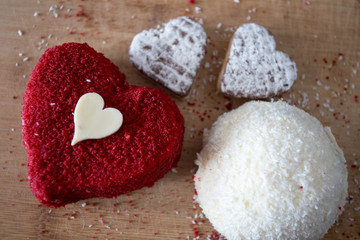 red and white delicious cakes