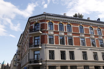 Fototapeta na wymiar Immeuble ancien du quartier de Frogner à Oslo, Norvège