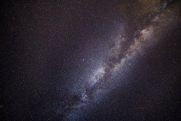 Plane Trail Crossing the Milky Way and Starry Sky.