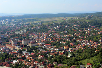 Panoramic view of Deva City, Romania