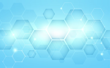 Obraz na płótnie Canvas Blue abstract hexagons technology digital hi tech concept background