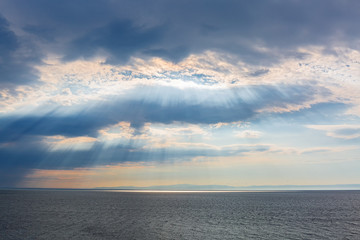 The sun's rays over the lake