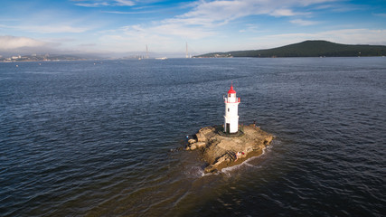 Lighthouse Tokarevskiy Egersheld on Tokarevskaya Koshka cape in Vladivostok