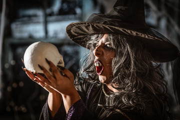 Witch Tells Magic Words To Skull