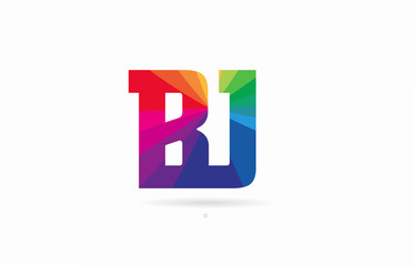 Fototapeta premium rainbow colored alphabet combination letter bj b j logo design