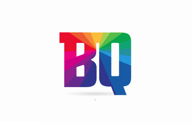 rainbow colored alphabet combination letter bq b q logo design