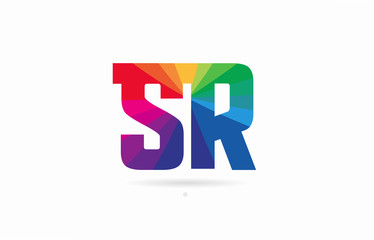 Fototapeta premium rainbow colored alphabet combination letter sr s r logo design