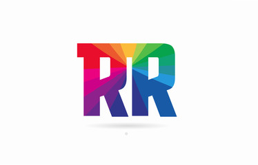 rainbow colored alphabet combination letter rr r r logo design