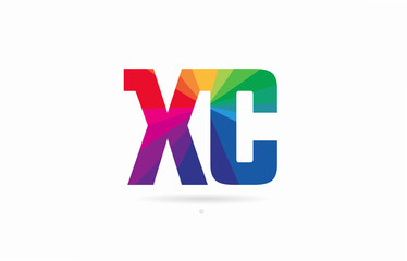 rainbow colored alphabet combination letter xc x c logo design