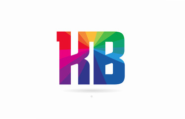 rainbow colored alphabet combination letter kb k b logo design