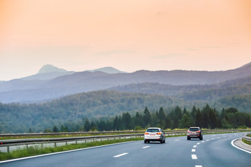 Car driving on the highway