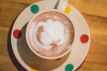 Coffee with cartoon characters.