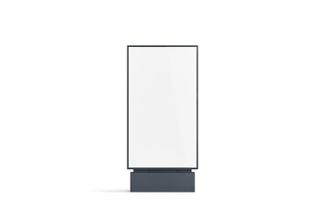 Blank white pylon banner mockup, front view, isolated, 3d rendering. Empty outdoor signage mock up. Clear street poster billboard for advertising. Display outside sign template - obrazy, fototapety, plakaty